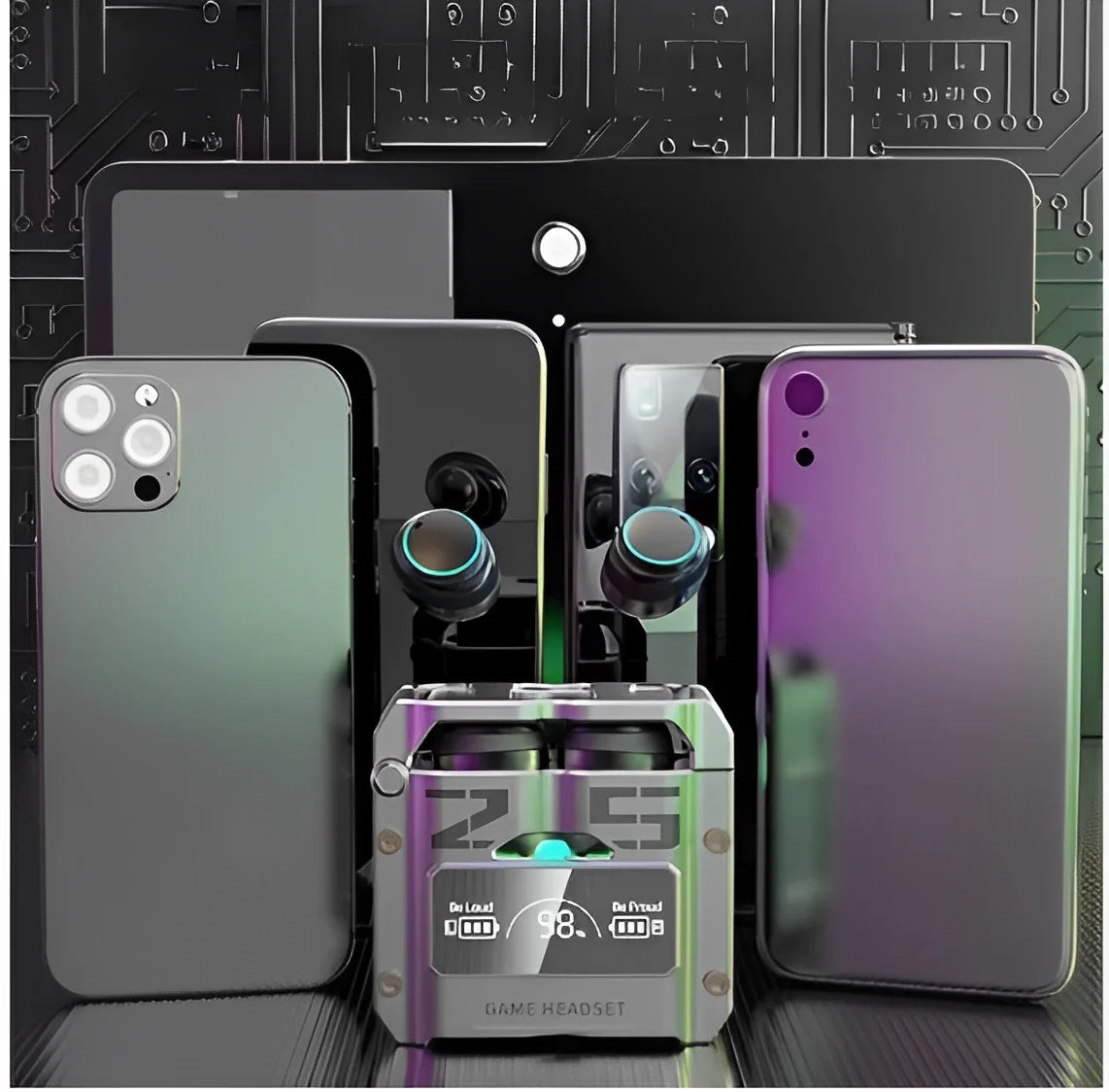 Fones de ouvido sem fio M25 TWS Pro – Fone de ouvido Bluetooth 5.3 com redução de ruído e controle por toque.