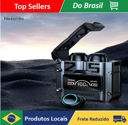 Fones de ouvido sem fio M25 TWS Pro – Fone de ouvido Bluetooth 5.3 com redução de ruído e controle por toque.