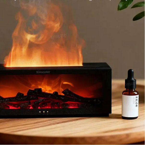 Difusor de Aromas FlameGlow – Umidificador criativo para lareira com efeito de chama simulada