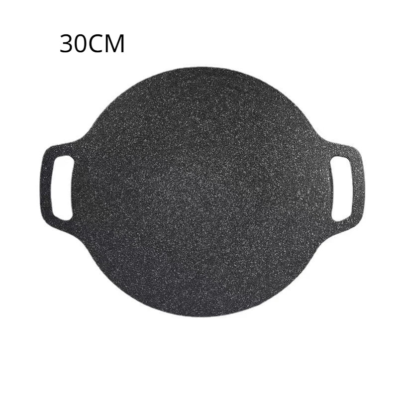 Grelha SeoulFlame – Chapa redonda antiaderente para churrasco coreano, ideal para viagens, uso doméstico e camping.