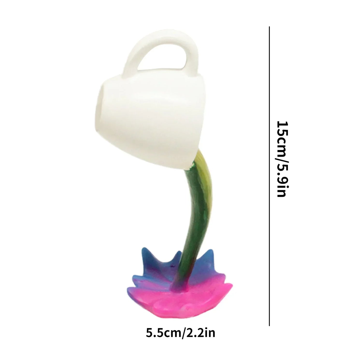 Caneca de café flutuante PourMagic – Escultura criativa em resina para decoração de casa e escritório