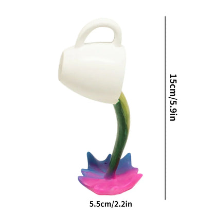 Caneca de café flutuante PourMagic – Escultura criativa em resina para decoração de casa e escritório