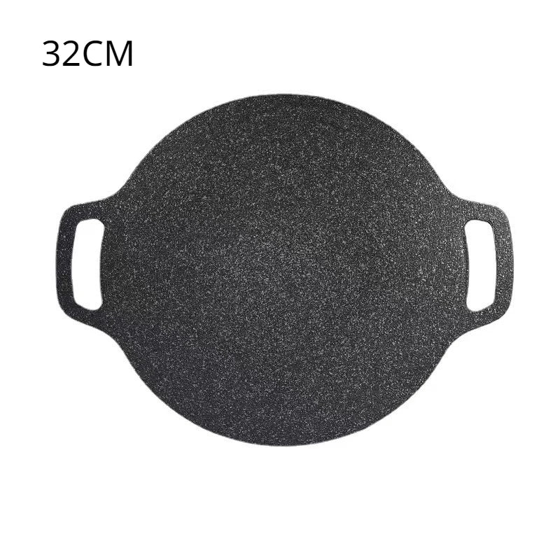 Grelha SeoulFlame – Chapa redonda antiaderente para churrasco coreano, ideal para viagens, uso doméstico e camping.