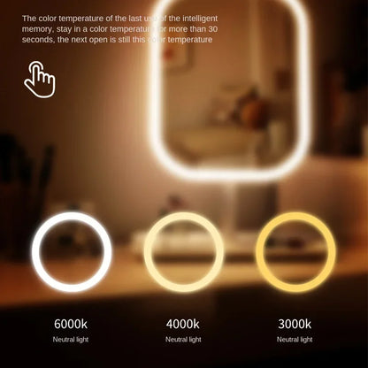 Espelho de Maquiagem LED Touch Inteligente – Luz Ajustável em 3 Núcleos