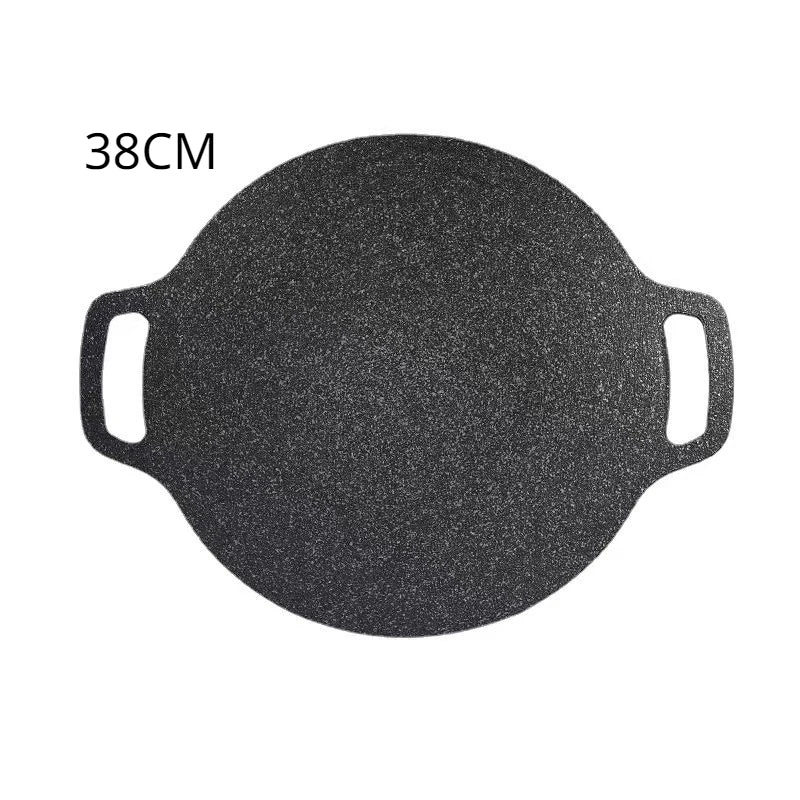 Grelha SeoulFlame – Chapa redonda antiaderente para churrasco coreano, ideal para viagens, uso doméstico e camping.