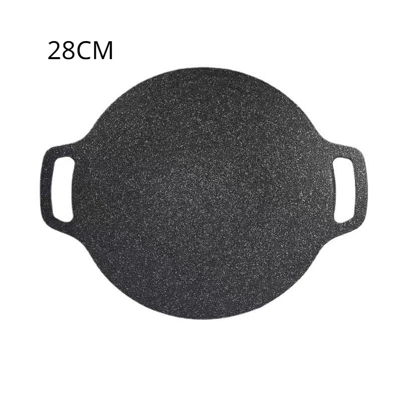 Grelha SeoulFlame – Chapa redonda antiaderente para churrasco coreano, ideal para viagens, uso doméstico e camping.